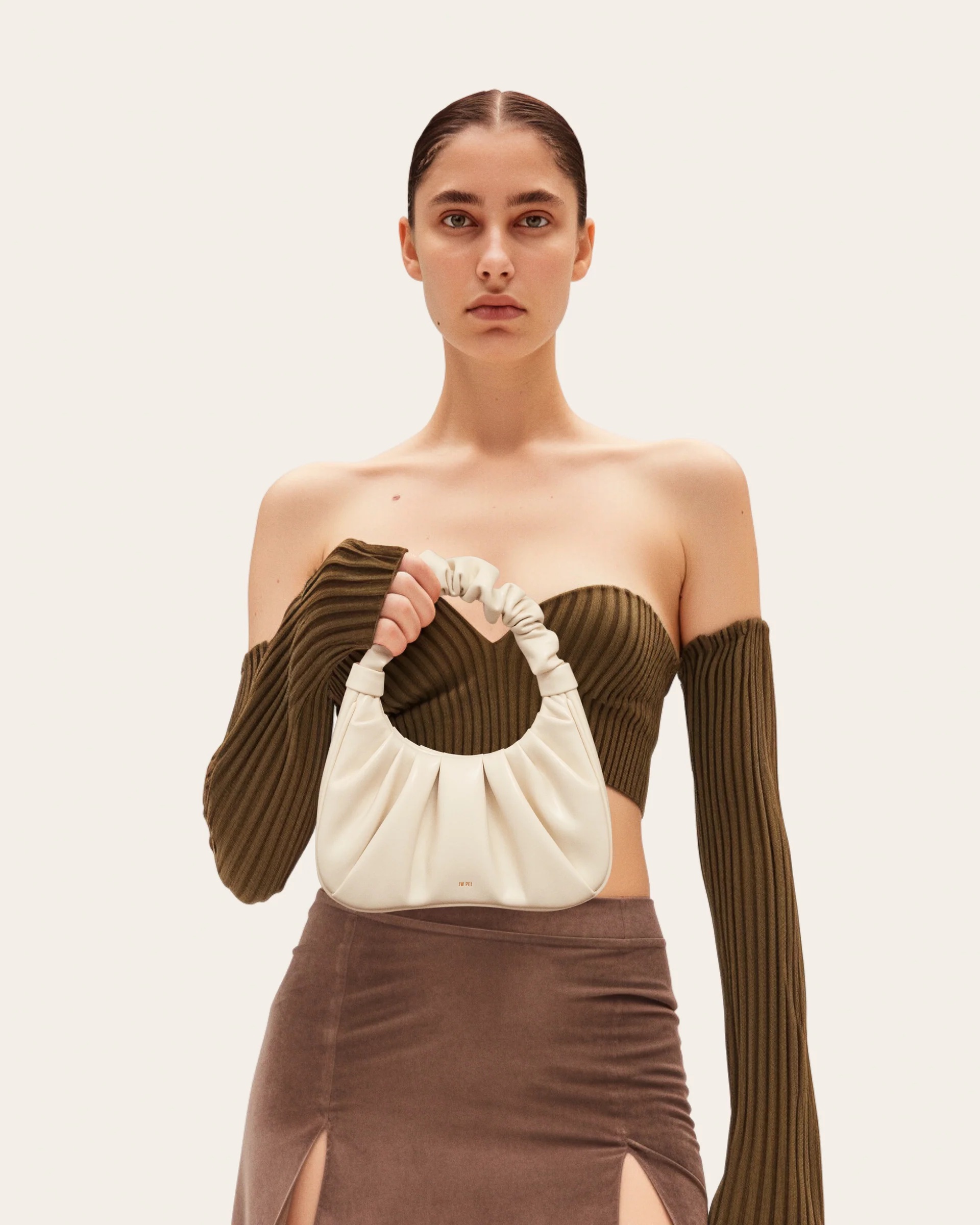 JW PEI Gabbi Ruched Hobo Handbag - Ivory - Image 5