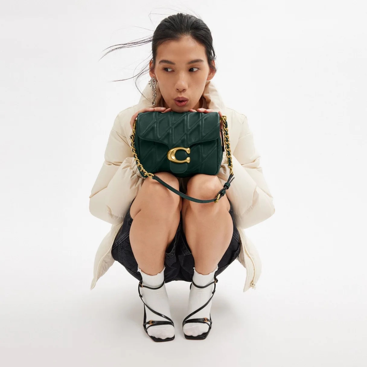 COACH Times Square Tabby Shoulder Bag With Quilting - Forest - Image 5