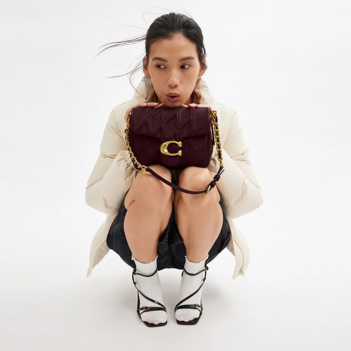 COACH Times Square Tabby Shoulder Bag With Quilting - Merlot - Image 6