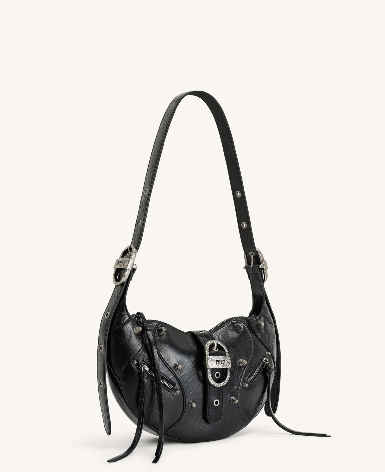 JW PEI Tessa Crushed Shoulder Bag - Black - Image 3