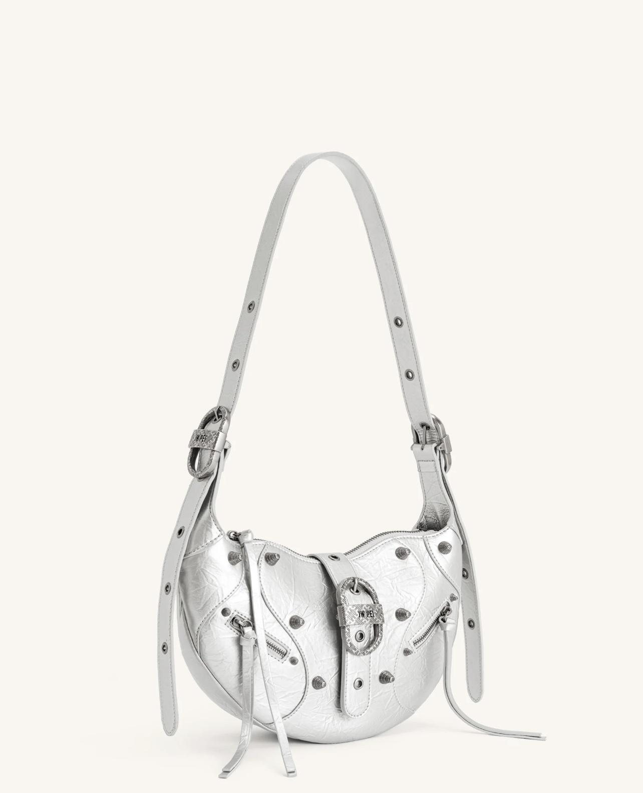 JW PEI Tessa Metallic Pleating Shoulder Bag - Silver - Image 3