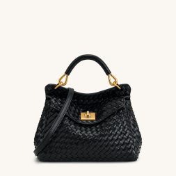 JW PEI Lucia Classic Top Handle Woven Bag - Black