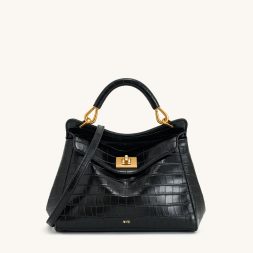 JW PEI Lucia Classic Top Handbag - Black Croc