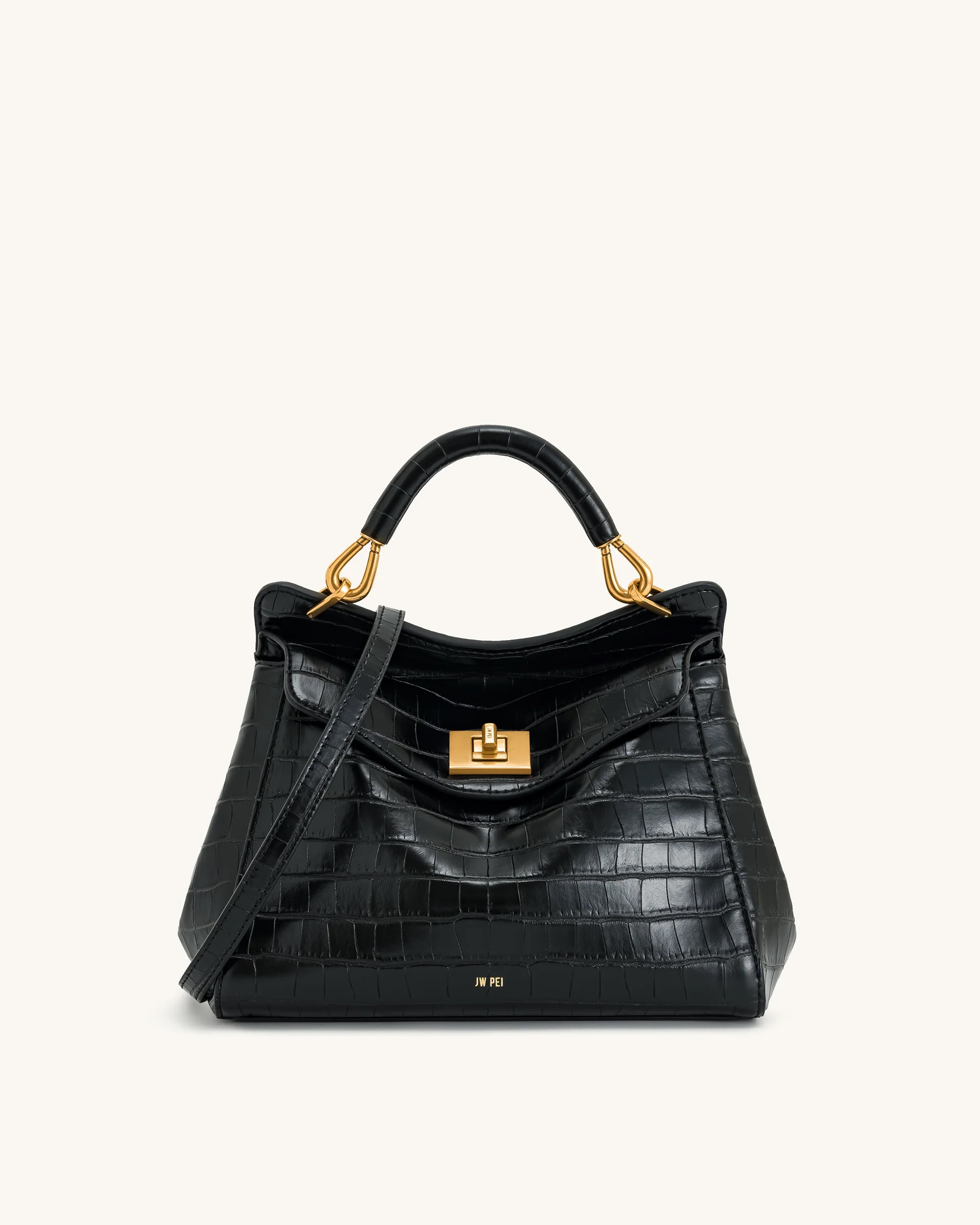 JW PEI Lucia Classic Top Handbag - Black Croc