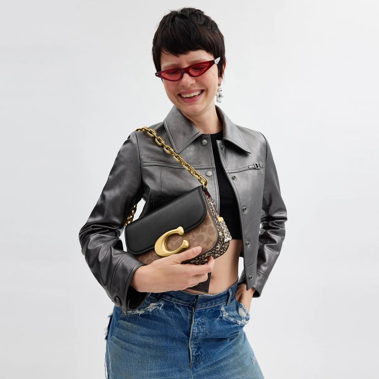 COACH Idol Bag In Signature Canvas With Snakeskin Detail - Image 4