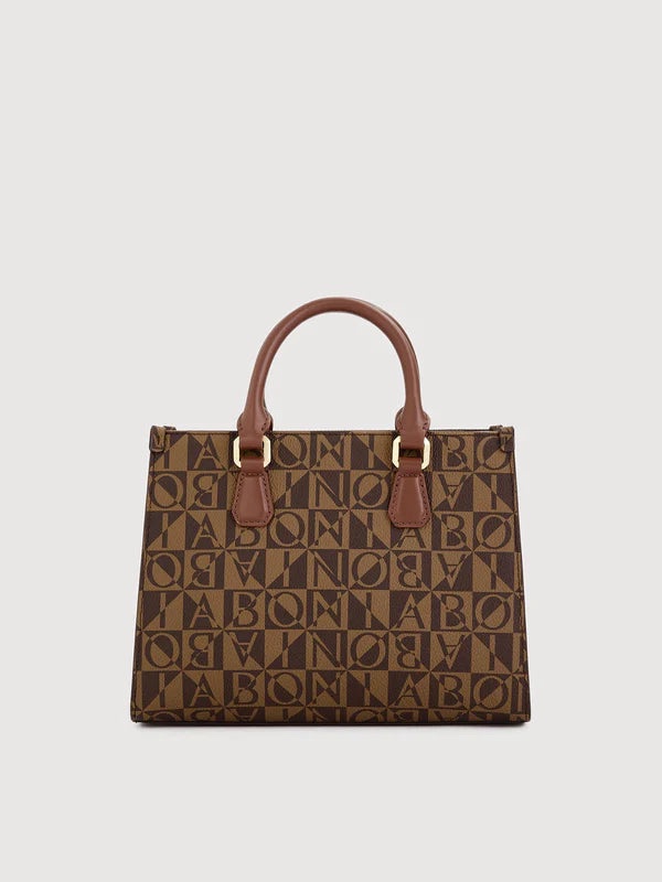BONIA Lita Monogram Small Satchel Bag - Brown - Image 3