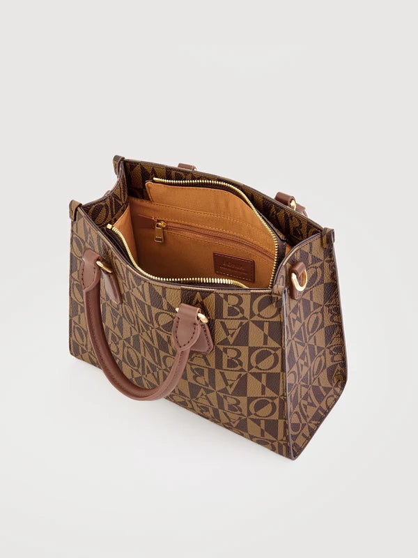 BONIA Lita Monogram Small Satchel Bag - Brown - Image 4