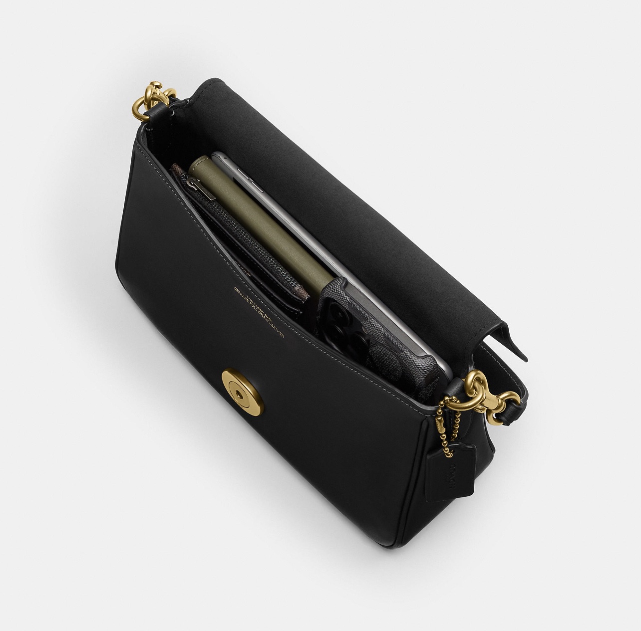 COACH Soft Tabby Shoulder Bag - Brass/Black - Image 6