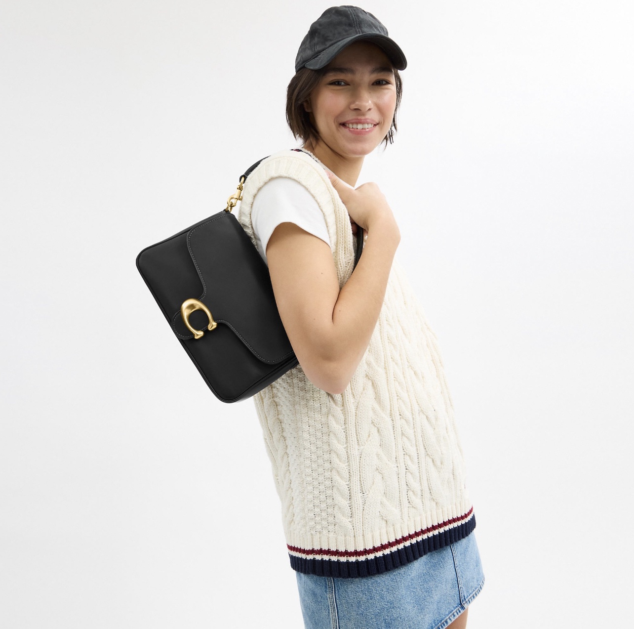 COACH Soft Tabby Shoulder Bag - Brass/Black - Image 7