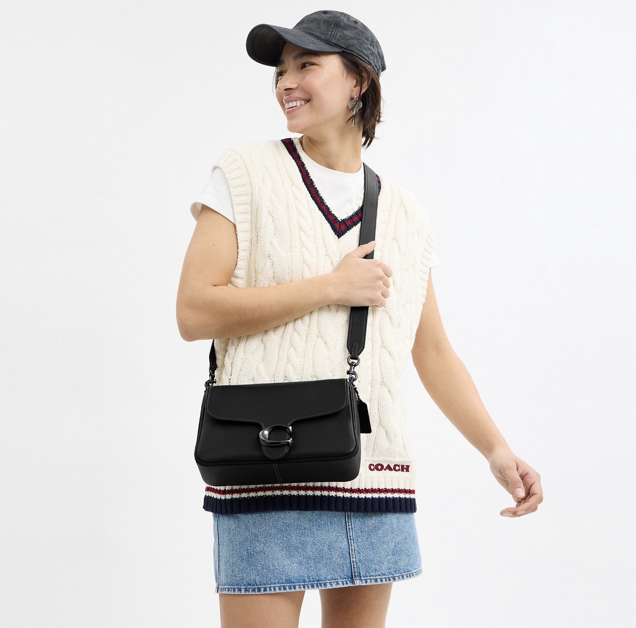 COACH Soft Tabby Shoulder Bag - Pewter/Black - Image 6